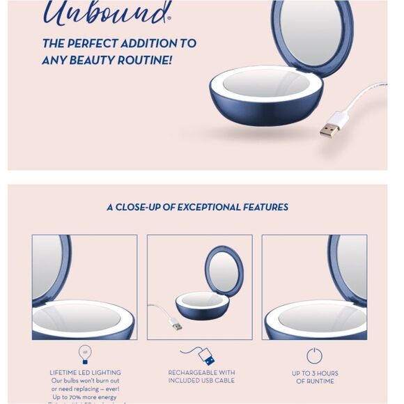 Conair Unbound Petite Rechargeable Compact LED-Lighted Mirror - Picture 9 of 13